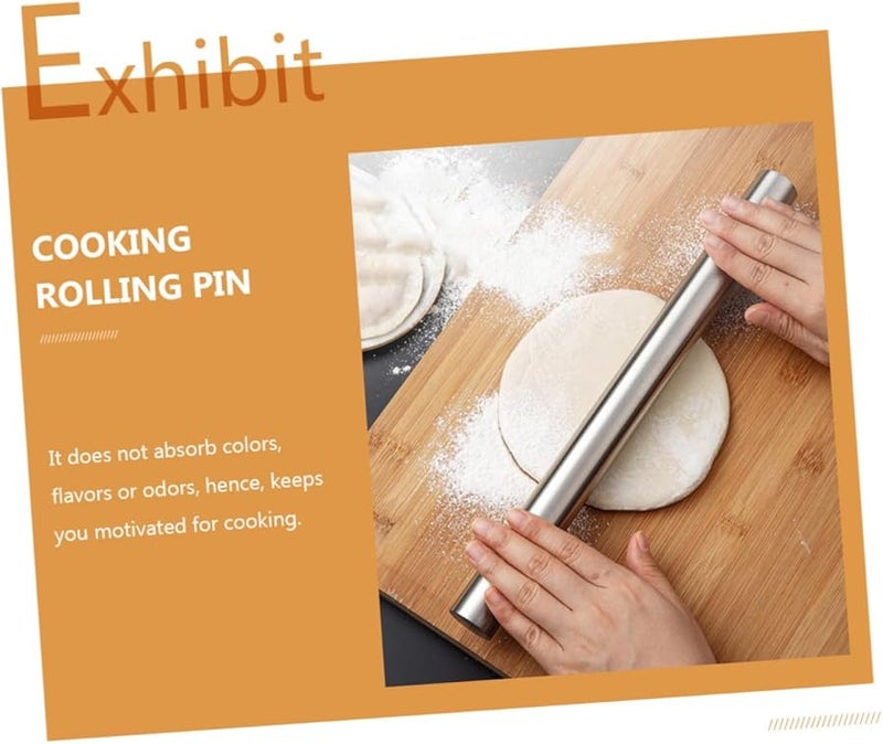 Stainless Steel Rolling Pin Non Stick Hollow Design Anti Slip Handles For Pasta Pizza Pastry - Image 5